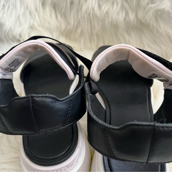 Sorel Kinetic Impact Y-Strap High Wedge Sandals Women's Sz 9.5 Green & Black - Picture 11 of 13